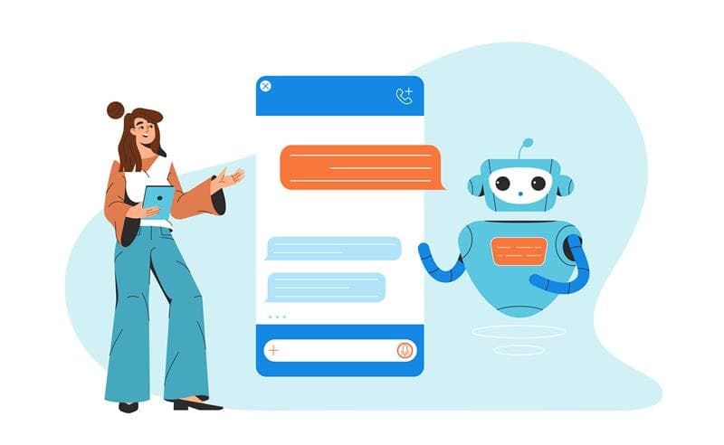 Chatbot icon and conversation bubble
